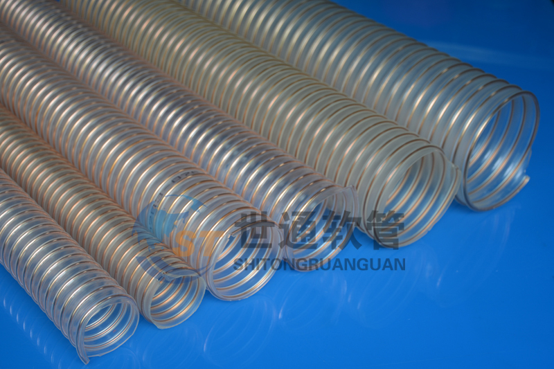PU 鋼絲軟管，PU鋼絲（sī）管，PU聚氨酯鋼絲波（bō）紋管，耐磨（mó）工業吸塵通風軟管 